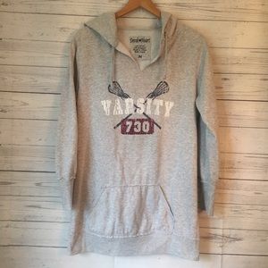 Ladies Derek Heart Long Tunic Hoodie Distressed